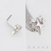 TRIPLE STAR CZ SPARKLING SKY 316L SURGICAL STEEL L-SHAPE NOSE RING